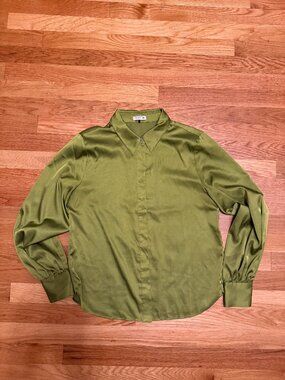 Point Silk-Feel Button Down Shirt